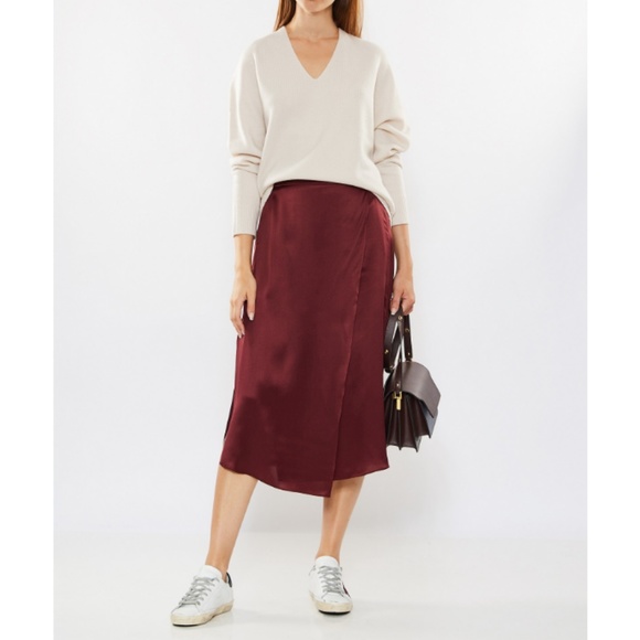 vince silk midi skirt